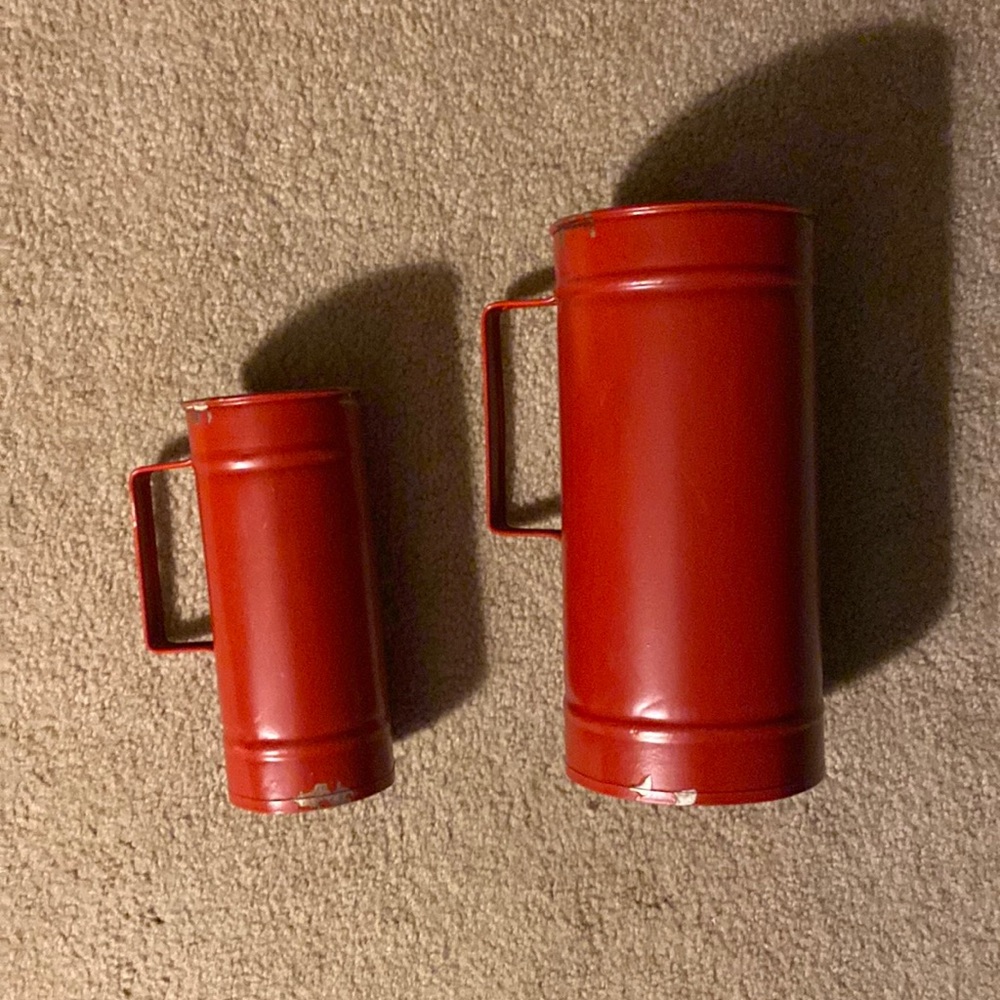Metal red vases with Handles